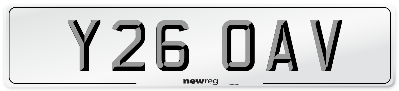 Y26 OAV Number Plate from New Reg